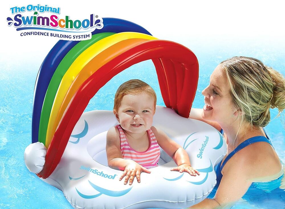 SwimSchool Rainbow Baby’s First Pool Float 6-18 Months Boat Adjustable Seat New